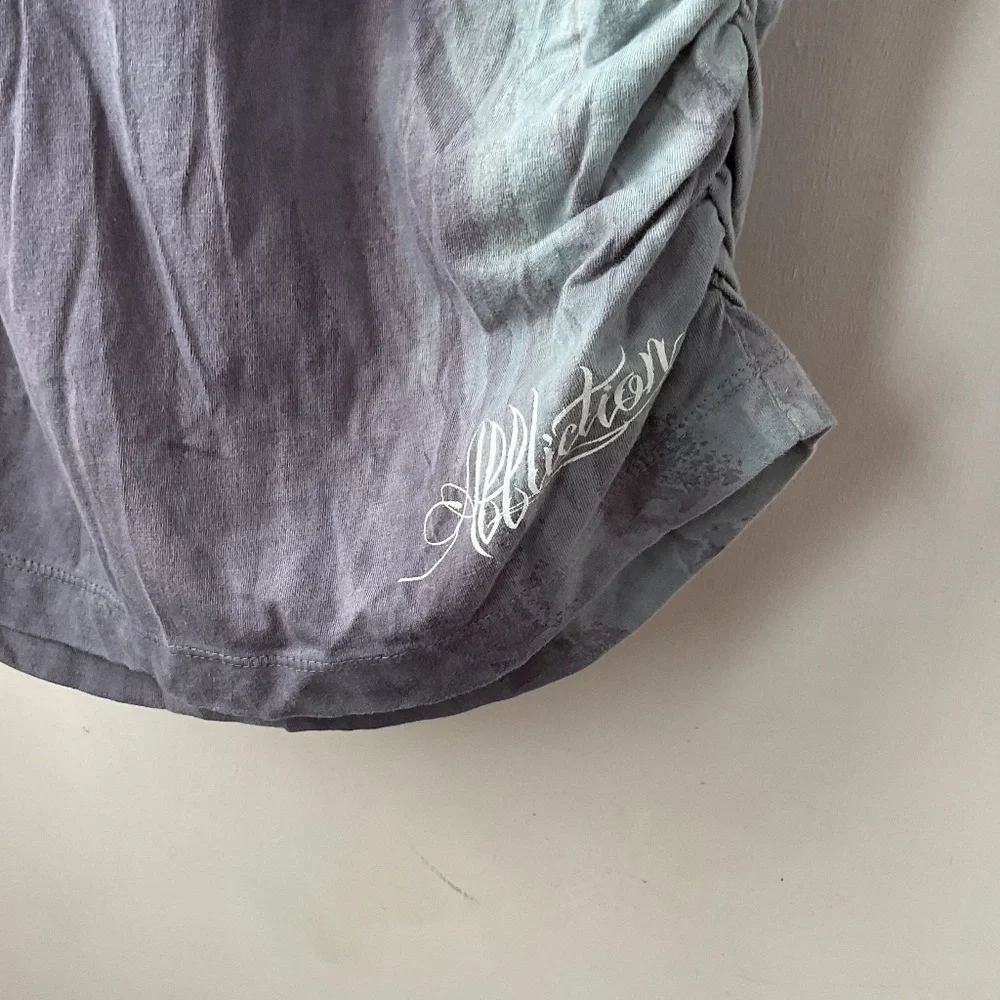 AFFLICTION Live Fast Ruched Sides Studs Detail V-Neck TEE NEW - Picture 5 of 16